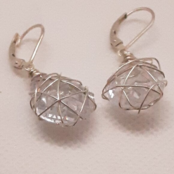 Crystal Wrapped sterling silver lever back Drop earrings designed by Nina Nyugen - Picture 6 of 10